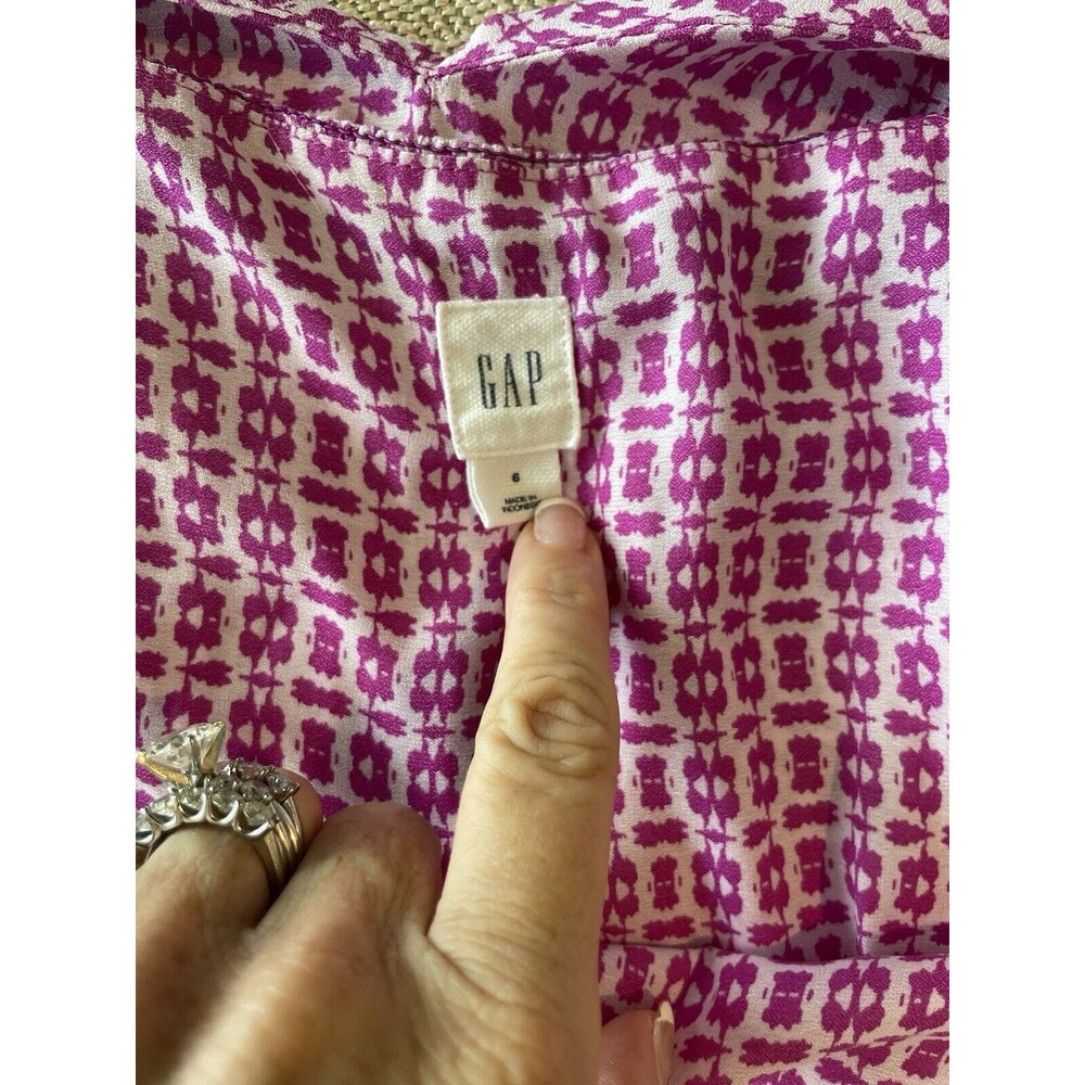 💜 GAP Purple & White Geometric Cami – Size 6 - Picture 5 of 5